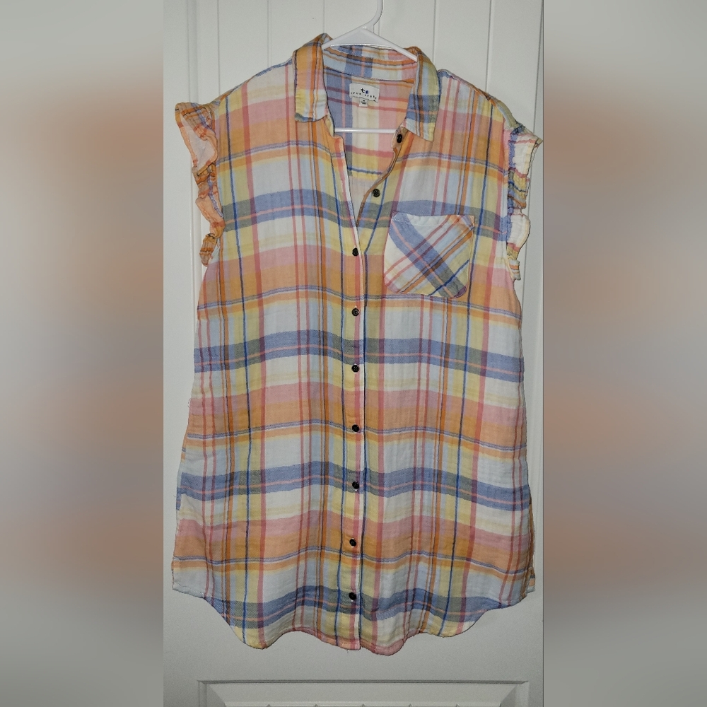 True Craft Soft Cotton Plaid Button Up Dress ❤️